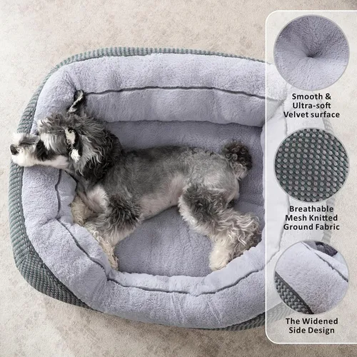 Miniatura 2 de INVENHO Cama para perros pequeños para perros pequeños, camas para gatos de interior, lavable, cama ortopédica para perros, cama cálida suave y Gris
