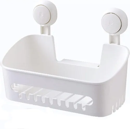 Organizador de ducha de plástico con ventosa, estante de baño, fuerte potencia de succión con ganchos de cerca, estante de cocina, impermeable, a