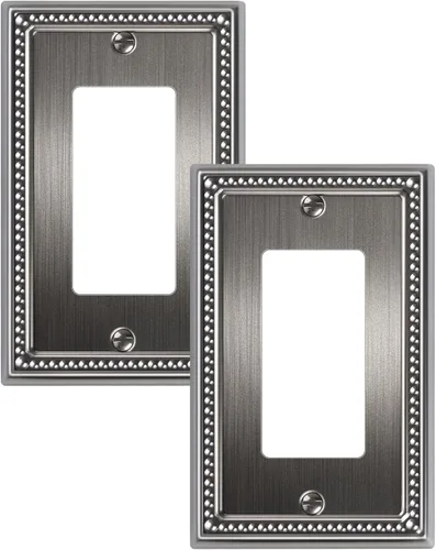 Miniatura 111 de Paquete de 4 placas de cubierta para interruptor de luz de palanca individual, cubiertas decorativas de perlas, placa de pared de metal almendra