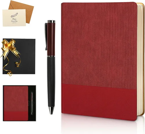 Miniatura 21 de Cuaderno con Líneas para Trabajo, Cuaderno de Notas con Rayas Universitarias 5.79"x8.27" A5 Cuero PU para Escritura Diaria 216 Páginas para Mujeres