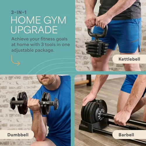 Miniatura 2 de Lifepro Adjustable Dumbbells Set – Quick Adjustment, Anti Slip Handle – Space Saving & Strength Training Weights for Home Gym Exercise & Fitness