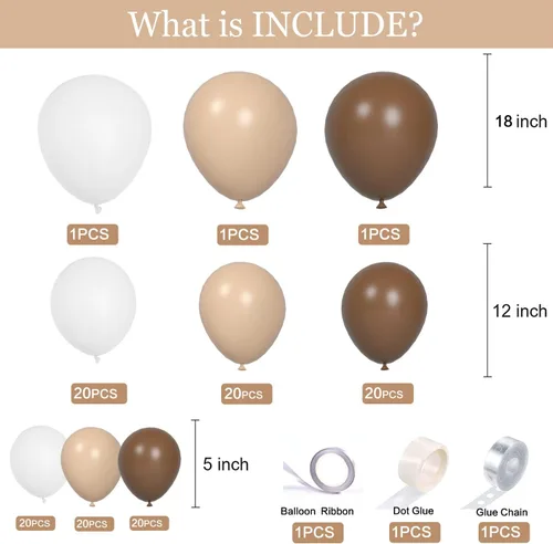 Miniatura 2 de Kit de guirnalda de globos neutros bohemios, arco de globos de revelación de género, marrón, nude, tostado, café, beige, crema, blanco mate, látex