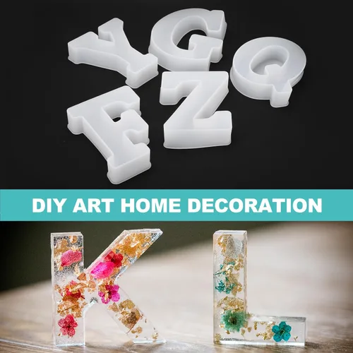 Miniatura 6 de HARFINGTON Moldeo de resina grande con letra S de 6 pulgadas, molde de silicona con alfabeto mayúscula 3D para arte de letreros de palabras