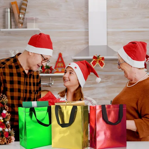 Miniatura 6 de BLEWINDZ Bolsas de Regalo Coloridas con Papel de Seda – 12 Bolsas de Regalo Reutilizables Tamaño Mediano - Ideales para Bolsa de Dulces, Cumpleaños
