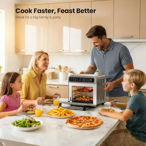Miniatura 3 de Kismile Combo de horno tostador de freidora de aire de 18 cuartos de galón, horno de convección de encimera 12 en 1, temperatura ajustable de 70 a