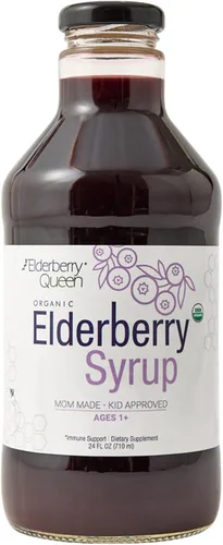 Elderberry Queen Jarabe de saúco orgánico de 24 onzas líquidas, fórmula de apoyo inmunológico con Sambucus Black Elderberry y Aronia Berry – Jarabe