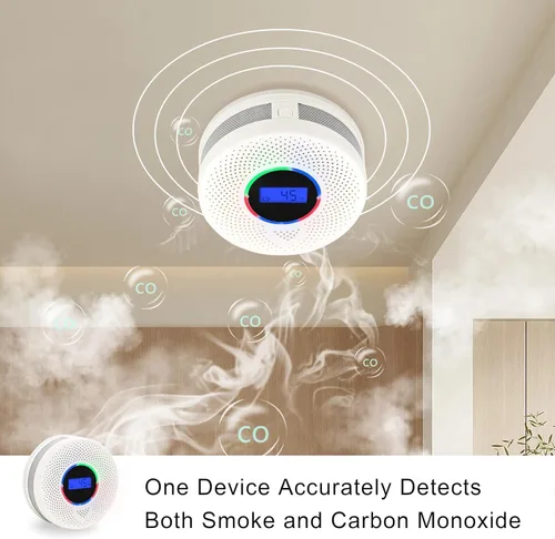 Miniatura 3 de Detector de humo y monóxido de carbono con batería de 10 años, alarma de humo y CO 2 en 1 con pantalla digital, alarma confiable contra incendios