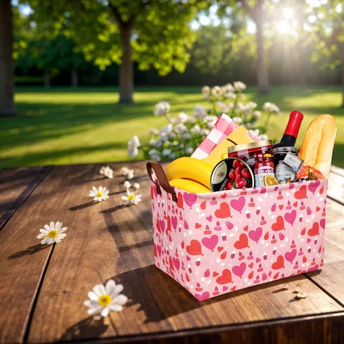 Miniatura 4 de Cesta de regalo de San Valentín, lindo corazón vacío, gran cesta de almacenamiento para decoración de habitación de niños y bebés (Amor de globo)