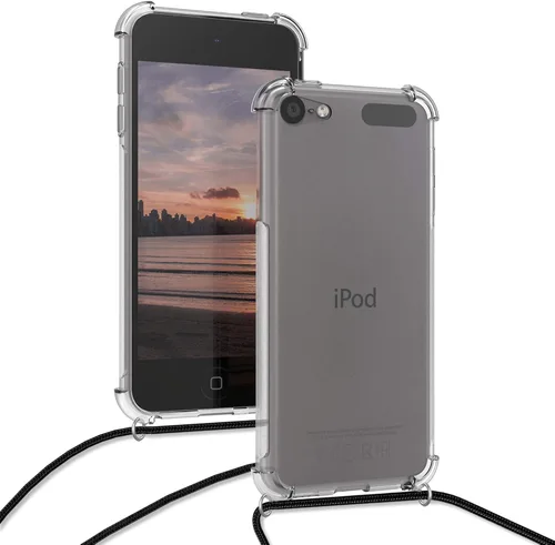 Miniatura 4 de kwmobile Funda cruzada compatible con Apple iPod Touch 6G / 7G (6ª y 7ª generación), funda de TPU transparente con correa para el cuello, negro