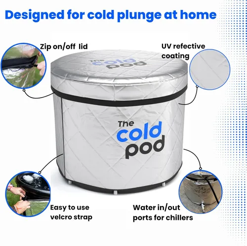 Miniatura 6 de The Cold Pod Paquete de Bañera de Inmersión en Frío XL Aislada - 116 Galones Bañera de Baño de Hielo Exterior con Cubierta Térmica Compatible
