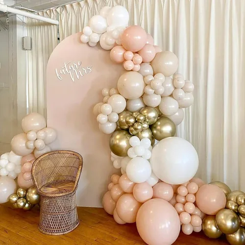 Miniatura 6 de Globos Beige Neutro Dorado Rosado 50 unidades de 12 pulgadas, globos de látex dorado champagne rosado, globos de helio blanco arena, nude, apricot