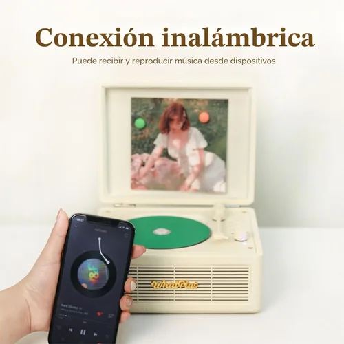 Miniatura 4 de Reproductor de CD portátil con Bluetooth 5.2, batería recargable y altavoces integrados, diseño de maleta retro de alta fidelidad para decoración