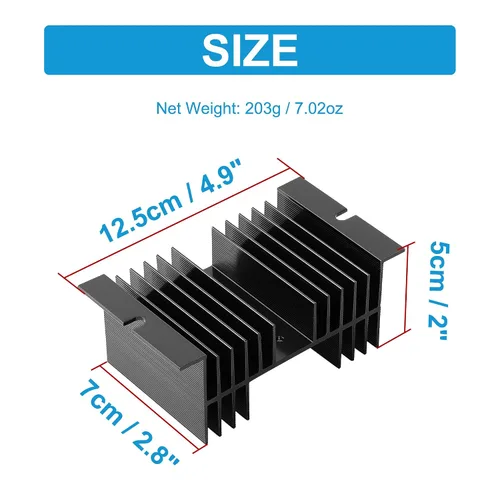 Miniatura 4 de uxcell Disipador de calor de aluminio negro 4.9 "x 2.8" x 2"/12.5 x 7 x 5 cm Aletas de enfriamiento disipador de calor disipador de calor para relé