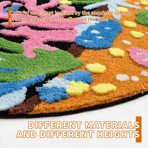 Miniatura 7 de YIHOUSE Alfombra de Área Redonda 3D, Alfombra de Coral Negro, Alfombra de Estética Moderna para Dormitorio Antideslizante de Pelo Largo Esponjosa