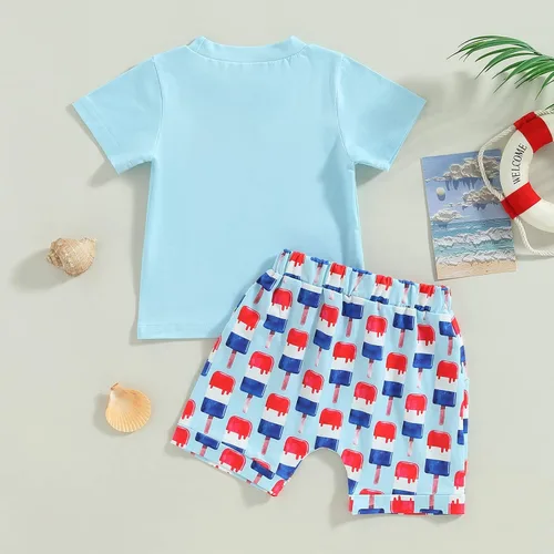 Miniatura 3 de LouVasabuce Conjunto de ropa de verano para el 4 de julio, camiseta de manga corta, casual, pantalones cortos de EE. UU