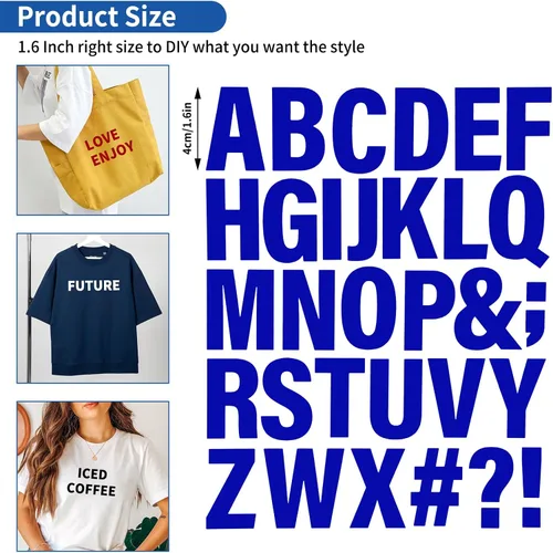 Miniatura 3 de 930 letras termoadhesivas para ropa de 1.6 pulgadas para planchar en vinilo con 30 hojas de letras de transferencia de calor de la A a la Z en 5
