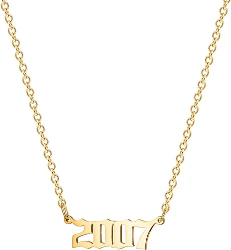 Collar de acero inoxidable chapado en oro de 18 quilates con número de cumpleaños, aniversario, joyería memorable para mujeres y niñas, Metal, No