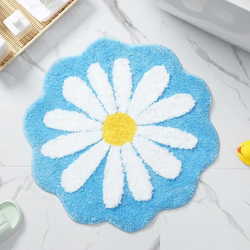 Miniatura 14 de Bonita alfombra de baño, alfombra antideslizante de absorción de agua, suave, lavable a máquina, para dormitorio, cocina, baño, inodoro, 25.6 x 25.6