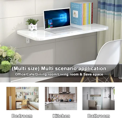 Miniatura 4 de HARELA Mesa plegable de 1 pulgada de grosor para colgar en la pared, mesa plegable de lavandería, mesa plegable resistente para oficina en casa