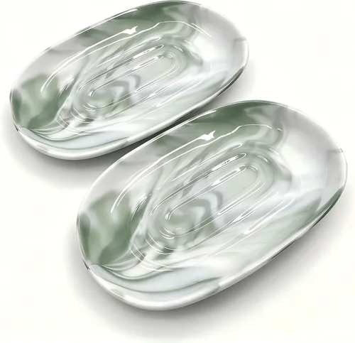 Miniatura 10 de Jabonera, Jabonera de Cerámica con Patrón de Mármol para Ducha, Bandeja Ahorradora de Jabón para Baño, Fregadero de Cocina y Tocador, Soporte Negro