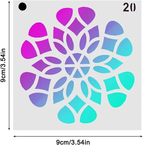 Miniatura 4 de 64 plantillas de pintura (3.543 in x 3.543 in), plantilla de puntos de mandala de DaKuan para creación artística, murales, libros, telas, creación