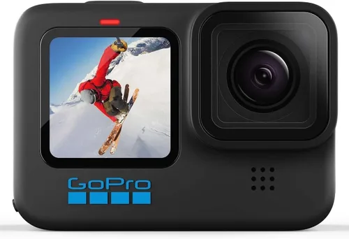 GoPro HERO10 - Cámara de acción impermeable con pantalla LCD frontal y trasera táctil, video 5.3K60 Ultra HD, fotos de 23 MP, transmisión en vivo de