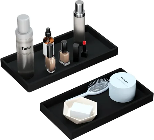 Miniatura 17 de BBK Bandeja de Tocador de Baño - Paquete de 2 (7.8" y 11.8") Bandejas de Silicona para Baño para Encimera, Bandeja para Perfume Llaves Baratijas