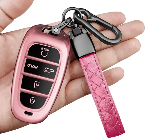 Miniatura 6 de Funda para llavero con llavero suave de protección completa para llave compatible con Hyundai Sonata Tucson 2019, 2020, 2021, 2022 (azul, 5 botones)