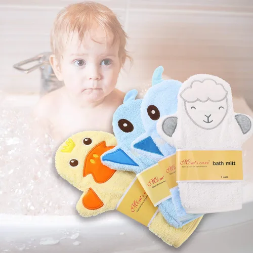 Miniatura 5 de Shappy 4 piezas de guantes de baño para bebé, guantes de panda para niños, toallas suaves para niños, diseñados en lindo animal, pato amarillo