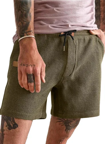 Miniatura 25 de JMIERR pantalones cortos casuales de 5"/ 7" para hombre, con cintura elástica de estilo gofrado, cordón de ajuste, pantalones cortos