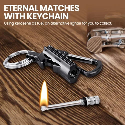 Miniatura 2 de YUSUD Paquete de 2 llaveros para abrebotellas para hombres, partido permanente con iniciador de fuego de pedernal de doble cara, fósforo impermeable