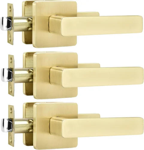 Miniatura 30 de Leydebong - Paquete de 4 picaportes resistentes para entrada con llave, manija dorada, llaves iguales/combo con llave, reversible para la izquierda