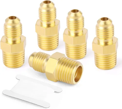 Miniatura 34 de GASHER Adaptador de codo de montaje de tubo de latón de 1/2 pulgada flare x 1/2 pulgada NPT macho Pipe