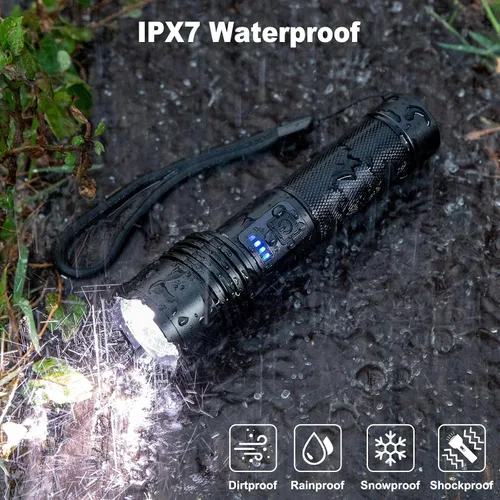 Miniatura 7 de KINGCAESAR Paquete de 3 linternas recargables de 90,000 lúmenes altos, linterna LED súper brillante con 3 modos de luz, linterna de alta potencia