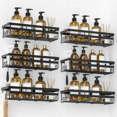 Miniatura 11 de WOWBOX Paquete de 2 organizadores de ducha – Estante de ducha colgante adhesivo – Organizadores y almacenamiento de baño y cocina, estantes de ducha