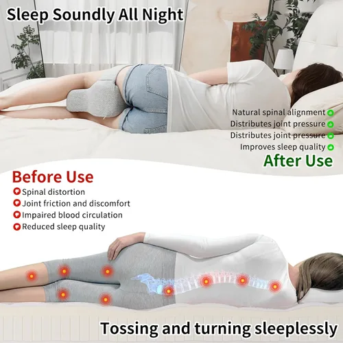 Miniatura 5 de Almohada de rodilla de embarazo para personas que duermen de lado con correa, almohada de espuma viscoelástica para piernas para aliviar el dolor