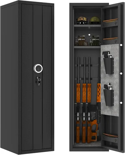 Miniatura 10 de Caja fuerte para armas 8-12 para rifles y pistolas, no requiere montaje, gabinete de pistola de 2 puertas, caja fuerte para pistola larga