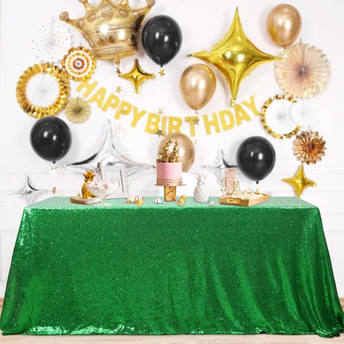 Miniatura 45 de B-COOL Mantel de lentejuelas de 60 x 102 pulgadas, mantel de cumpleaños rectangular azul bebé, brillante, duradero, boda, fiesta, restaurante
