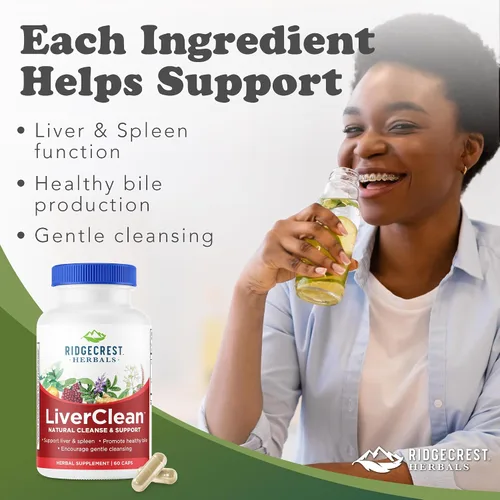 Miniatura 2 de Ridgecrest Herbals LiverClean, Suplemento de apoyo hepático a base de hierbas, cardo bendito, diente de león, desintoxicación, apoyo de limpieza