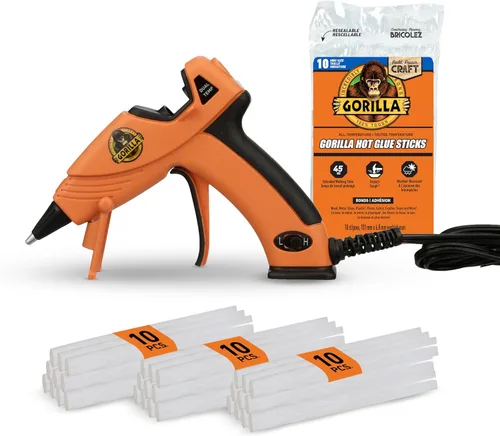 Miniatura 8 de Gorilla Pistola de pegamento caliente (paquete de 1) – Pistola de pegamento caliente de tamaño mini de doble temperatura con boquilla de precisión