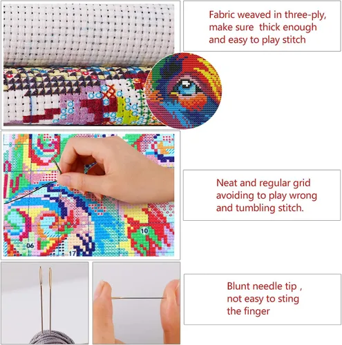Miniatura 4 de ITSTITCH Kits de punto de cruz para adultos, paquete de 3 flores, 7.5 x 15 pulgadas