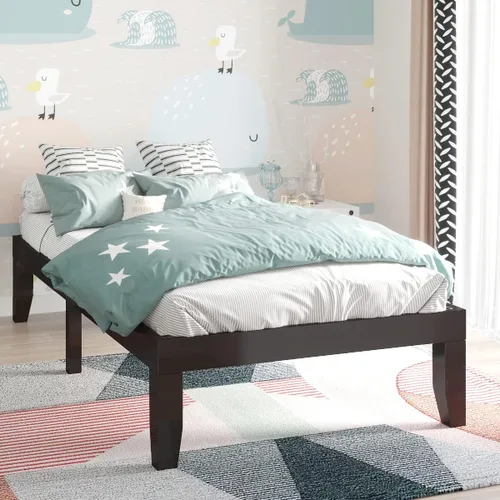 Miniatura 2 de KOTEK Base de cama de plataforma de madera maciza de 14 pulgadas, base de colchón con soporte de listones de madera, base de cama de madera de goma