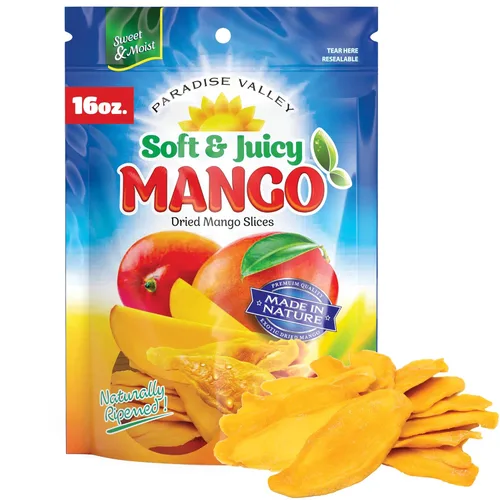 Miniatura 11 de Rebanadas de mango seco sin azúcar, textura deliciosa, suave y jugosa, mango seco con bajo contenido de azúcar, mangos naturalmente madurados