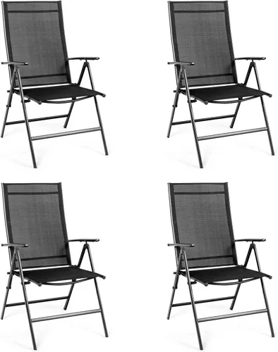 Miniatura 10 de Tangkula Juego de 2 sillas de comedor plegables para patio, sillas de camping portátiles al aire libre con reposabrazos respaldo alto, sillas