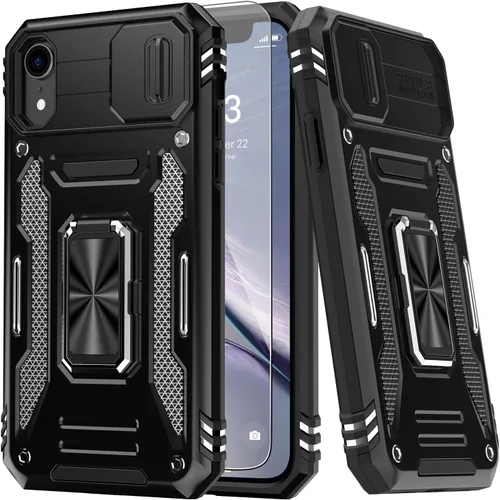 Miniatura 19 de MERRO Funda para iPhone 13 Pro con protector de pantalla, protección de cámara deslizante, funda resistente de grado militar con soporte magnético