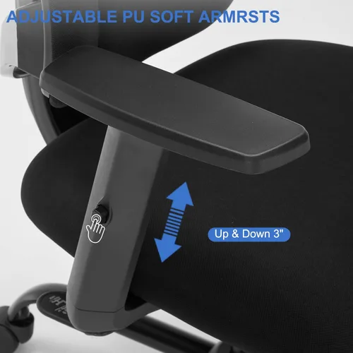 Miniatura 5 de Silla de oficina ergonómica grande y alta, silla de escritorio de malla para computadora con soporte lumbar ajustable y respaldo alto, capacidad