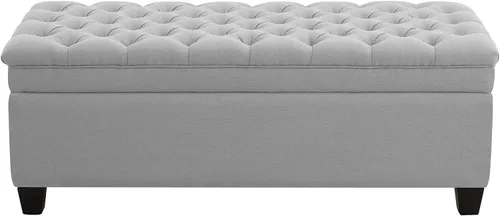 WUTUTUEE Banco Otomán de Almacenamiento de Tela de 51", Banco Otomán de Almacenamiento Rectangular Tapizado Acolchado para Pie de Cama, Banco para