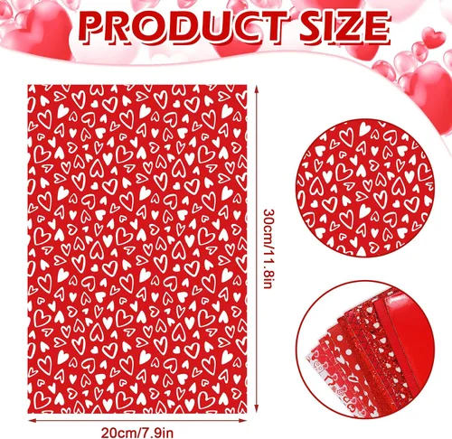 Miniatura 2 de Whaline 12 hojas de cuero sintético de San Valentín de 12 x 8 pulgadas, tela de cuero sintético con purpurina de corazón rojo, surtido de tela
