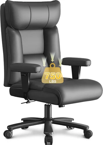 Silla de oficina, silla ergonómica de oficina grande y alta de 750 libras, silla de juegos de cuero con respaldo alto, silla ejecutiva ancha con