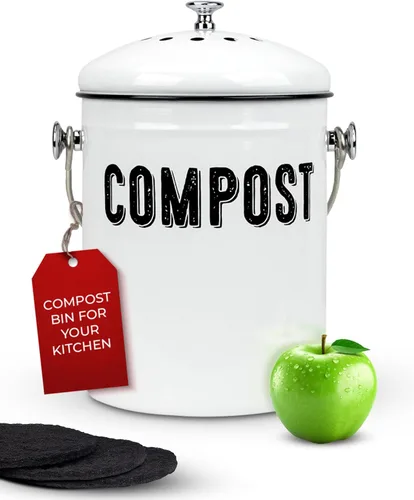 Granrosi Basurero elegante para composta estilo granja para cocina , 100% a prueba de óxido con filtros que eliminan olores, fácil de limpiar,